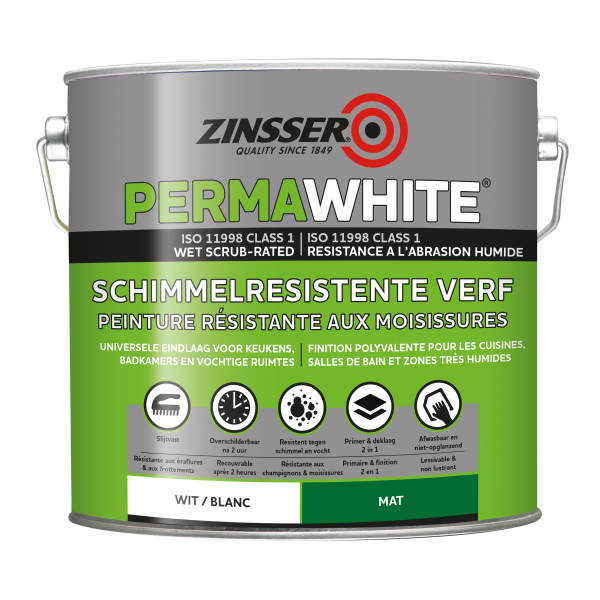 Vopsea Antifungica, Zinsser PermaWhite, Mat, 2,5 Litri